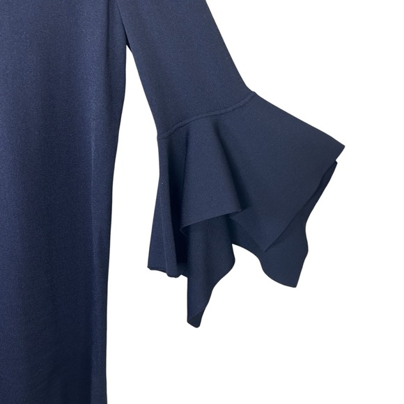 COS - Women’s Knitted Shift Dress, Draped Sleeves, Mini - Navy Blue, X-Small - Picture 14 of 15